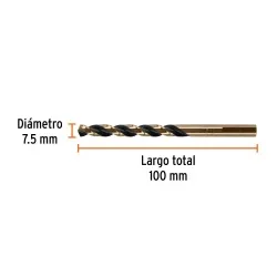 Broca HSS Truper 14154 7.5 x 110mm para Metal
