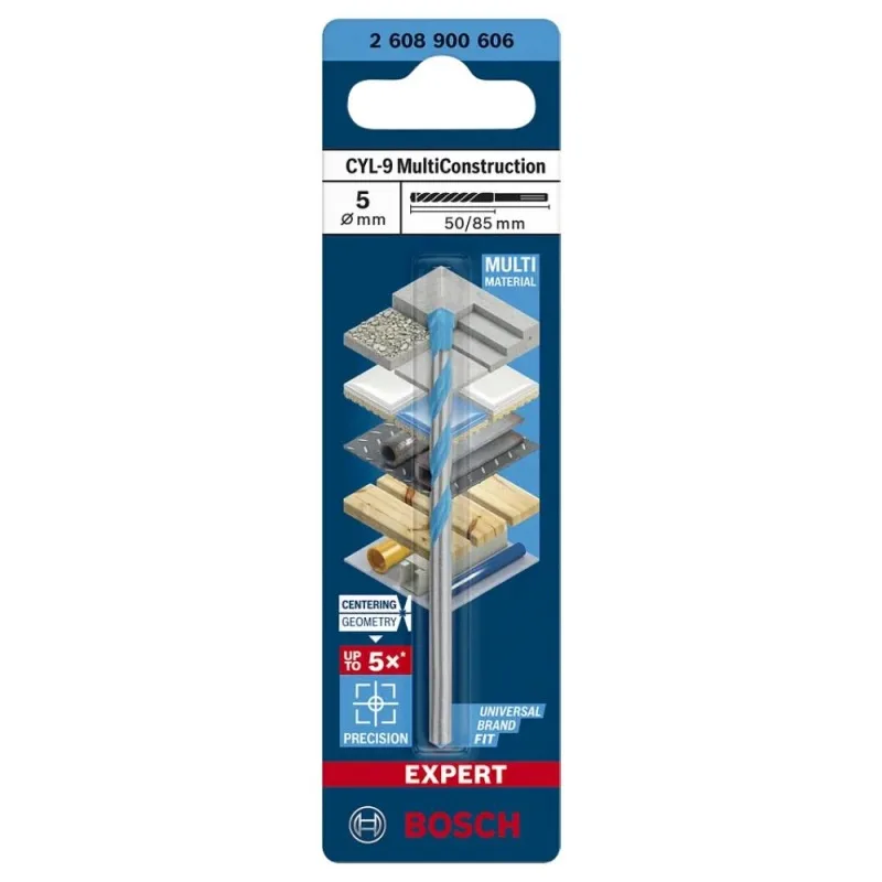 Broca Multimaterial Bosch CYL-9 de Carburo 5x50x85mm para Taladro · foto 2