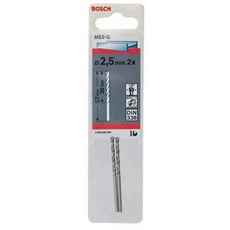 Broca para Metal Bosch HSS-G 2.5mm Punta Dividida Pack x2