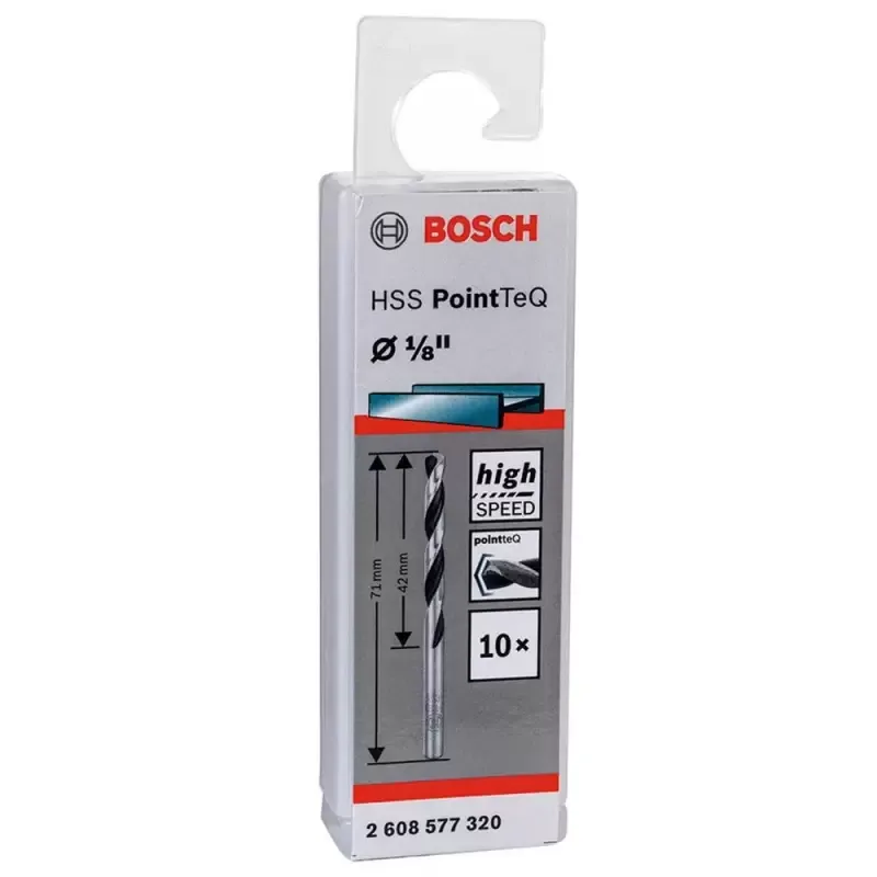 Broca para metal HSS PointTeQ Bosch 2608.577.320-000 de 3,17 mm (1/8"), caja x10