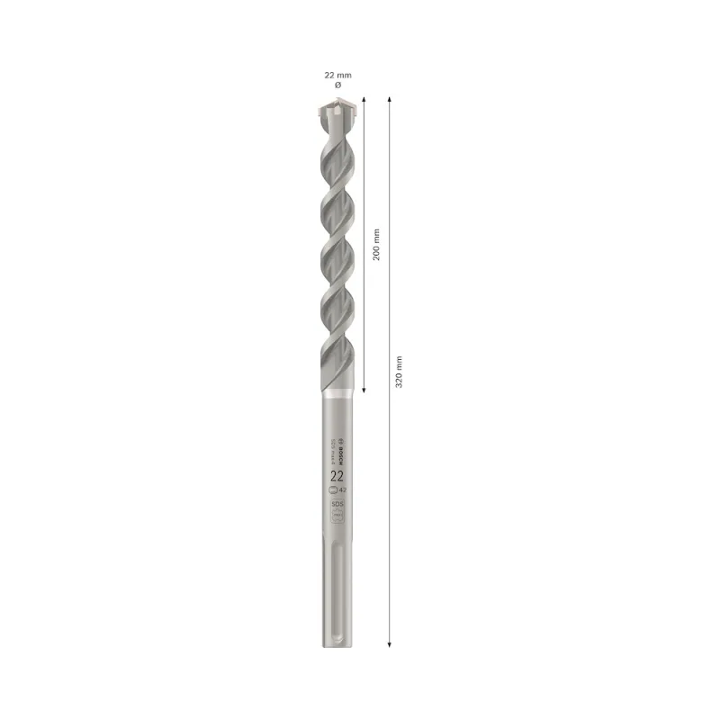 Broca SDS Max-4 Bosch 2608.706.786 22mm para Hormigón Armado