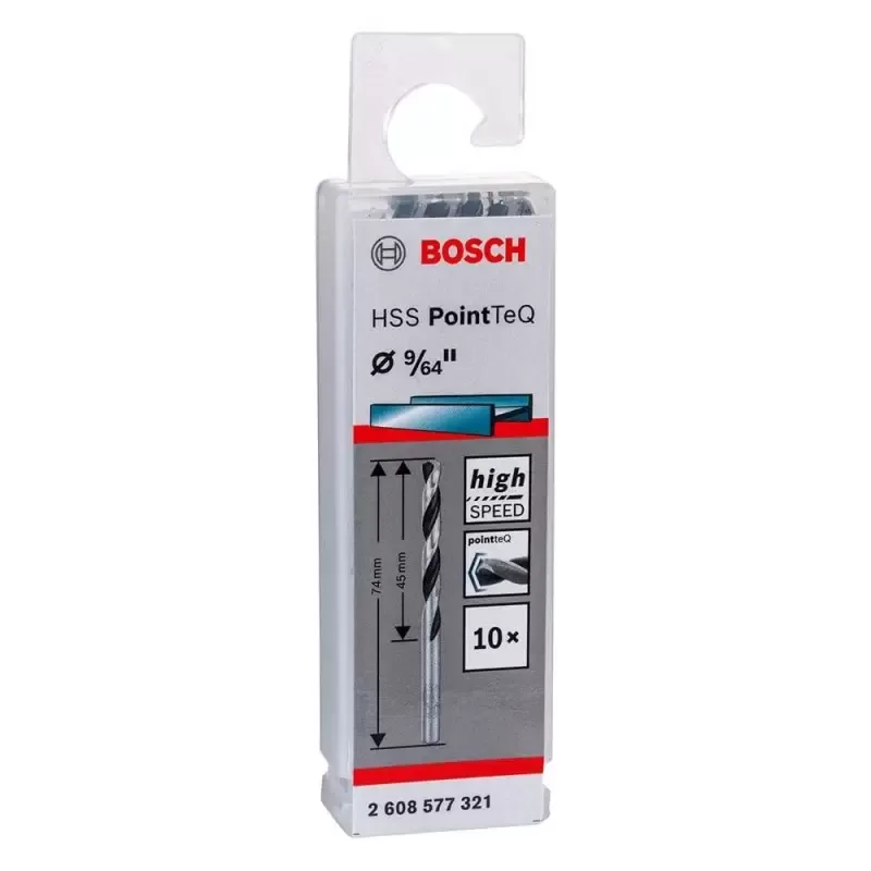 Brocas para Metal Bosch HSS PointTeQ de 9/64" (3.57 mm) Caja de 10 Unidades