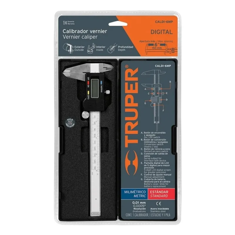 Calibrador Vernier Digital Truper CALDI-6MP 6 pulgadas · foto 2