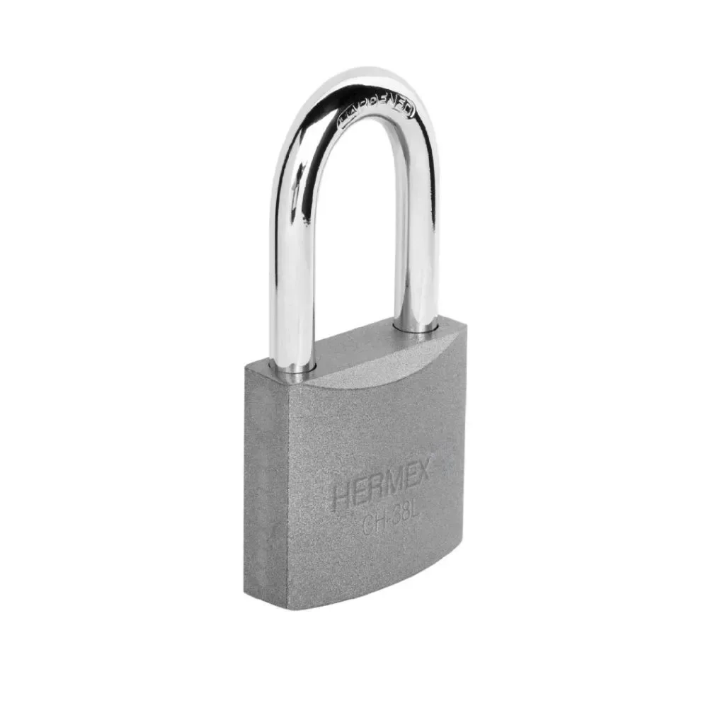 Candado de hierro 38 mm arco largo en caja Hermex - 43323