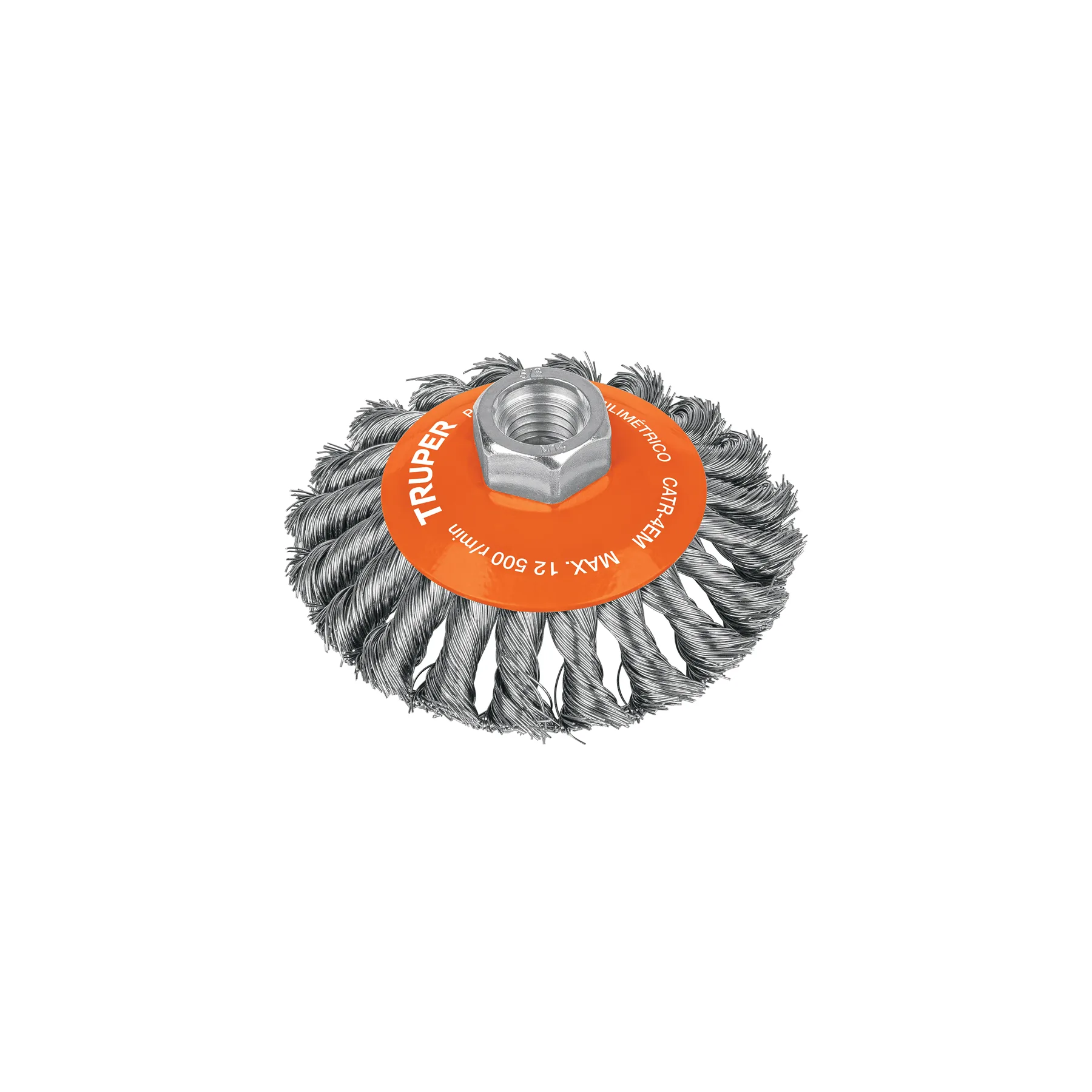 Carda tipo cónico 4" alambre trenzado, multi-rosca, TRUPER