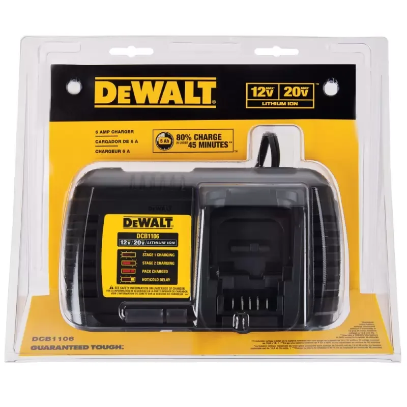 Cargador DeWalt DCB1106-B2 de 6 A para baterías 12V, 20V MAX y FlexVolt 60V · foto 3