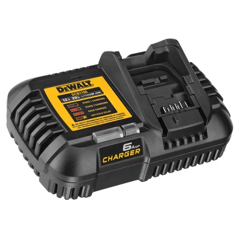 Cargador DeWalt DCB1106-B2 de 6 A para baterías 12V, 20V MAX y FlexVolt 60V