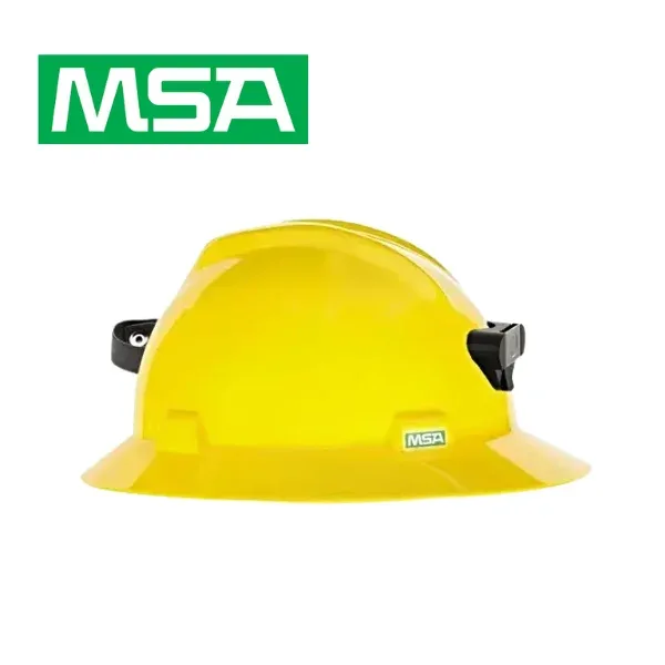 Casco Minero MSA V-Gard Ala Completa con Suspensión Fas-Trac III y Portalámpara
