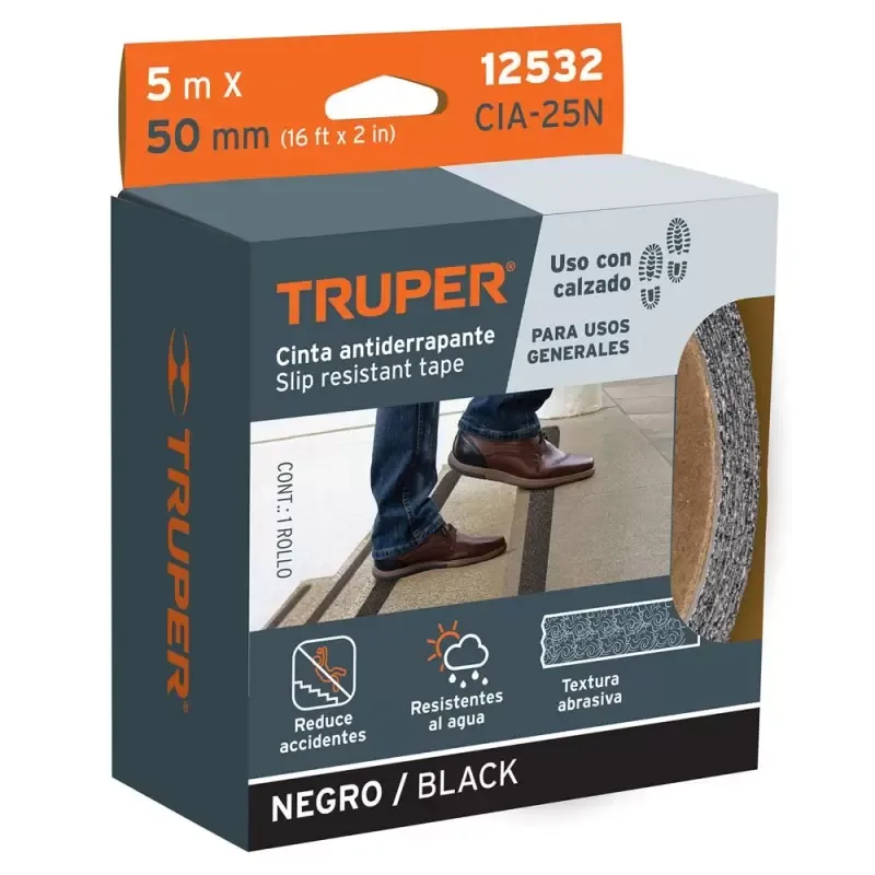 Cinta Antiderrapante Truper 12532 Negra 50 mm x 5 m