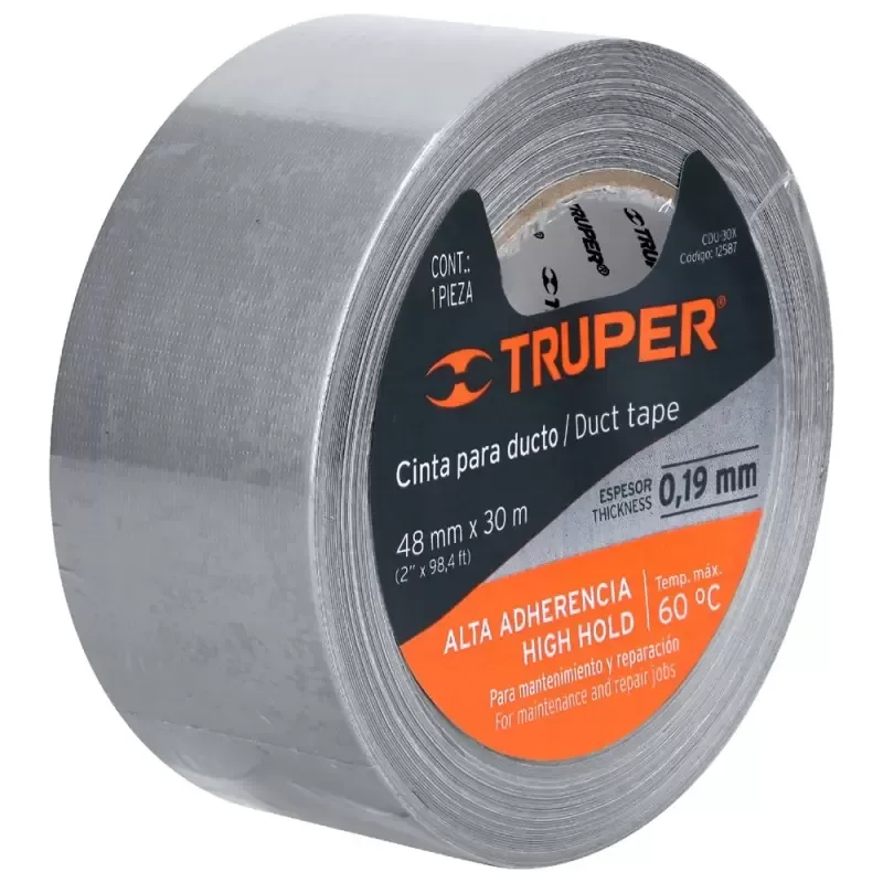 Cinta Duct Tape 2" x 30m Gris Truper 12587