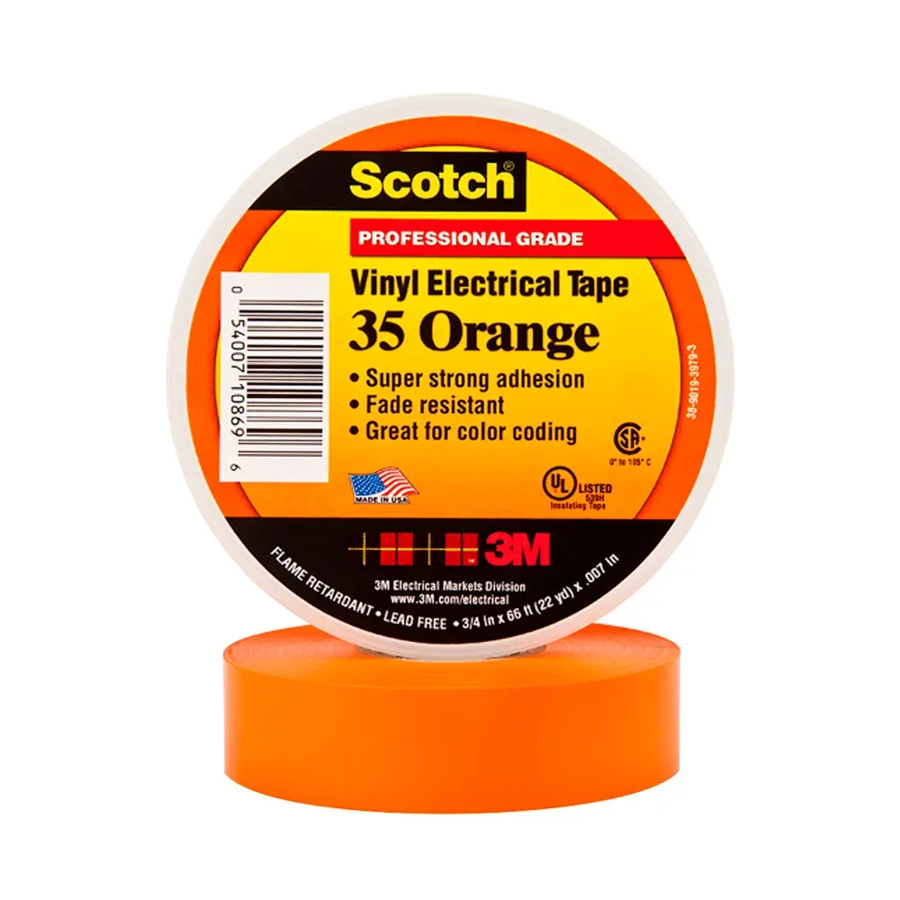Cinta eléctrica de vinilo 3M Scotch 35 naranja