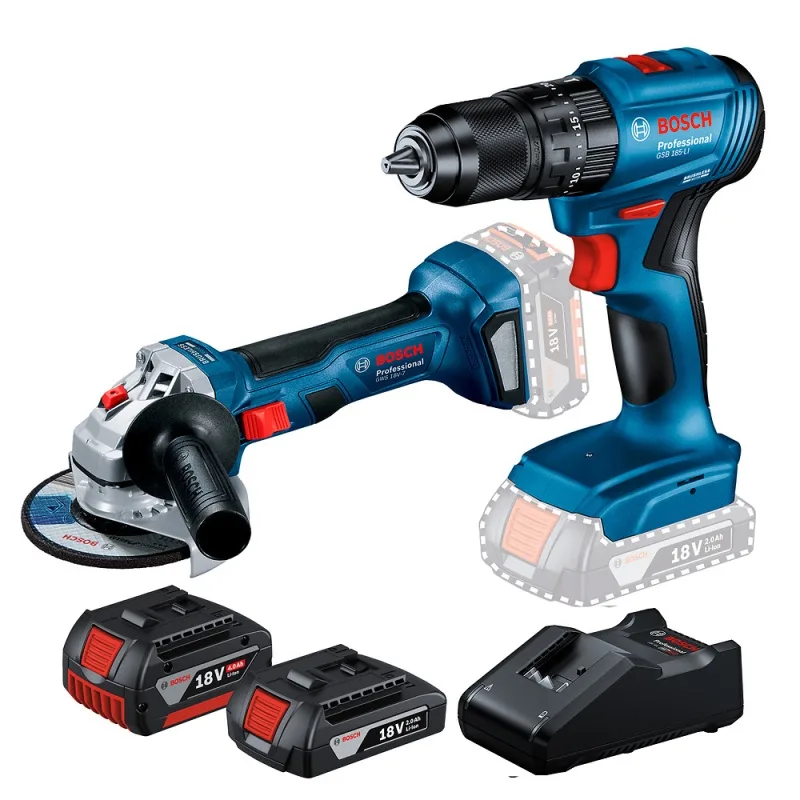 Combo 18V Bosch Taladro GSB 185-LI + Amoladora GWS 180-LI + Set 34 Accesorios · foto 2