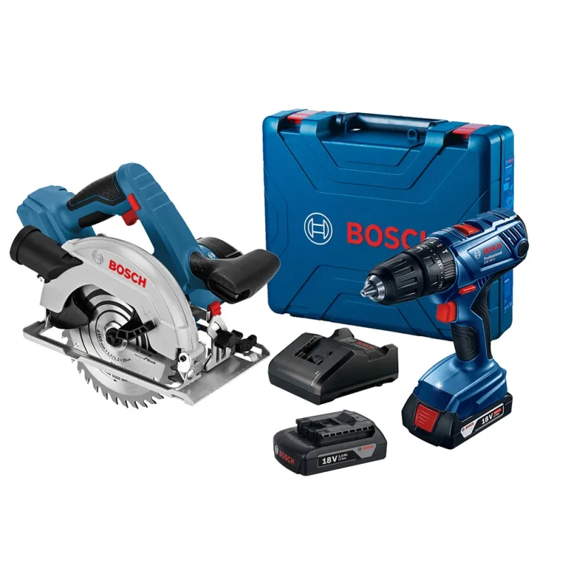 Combo Bosch Sierra Circular GKS 18V-57 + Taladro Percutor GSB 180-LI 18V