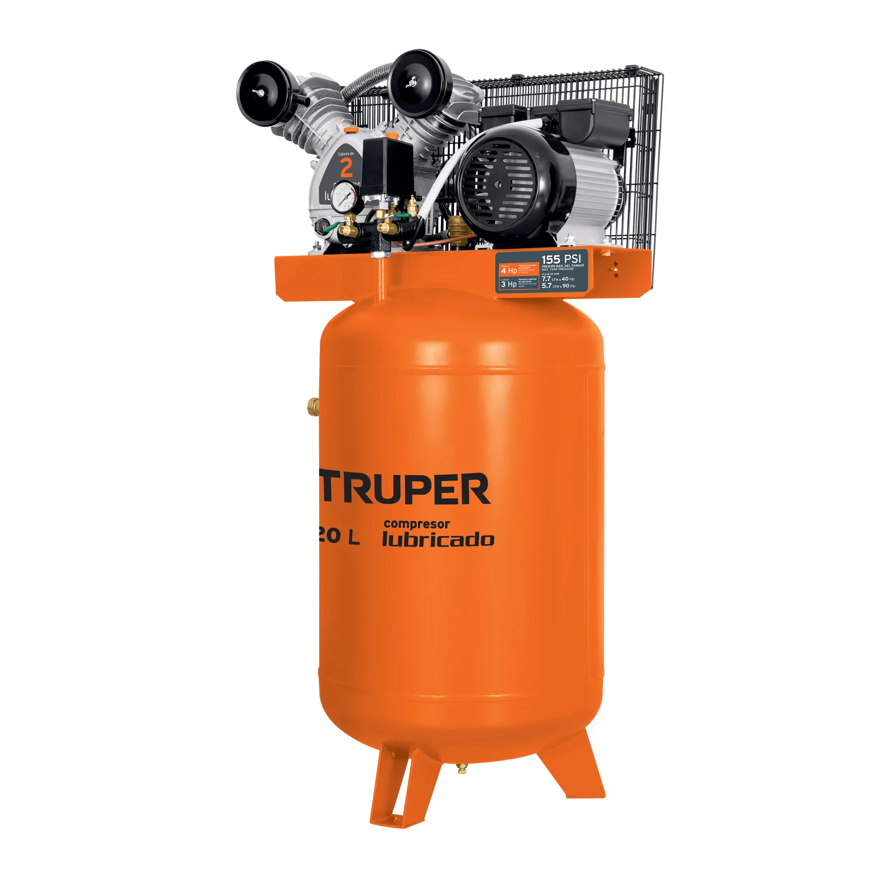 Compresor vertical 120 L, 4 HP (máx), 220 V, con clavija