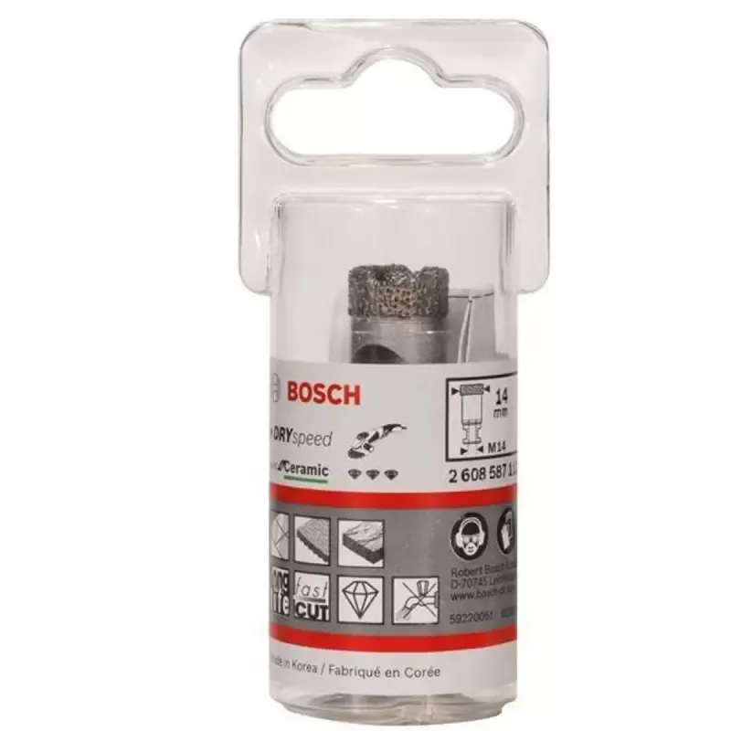 Copa Diamantada Bosch Dry Speed Best 14 mm para Perforacion en Seco de Ceramicos