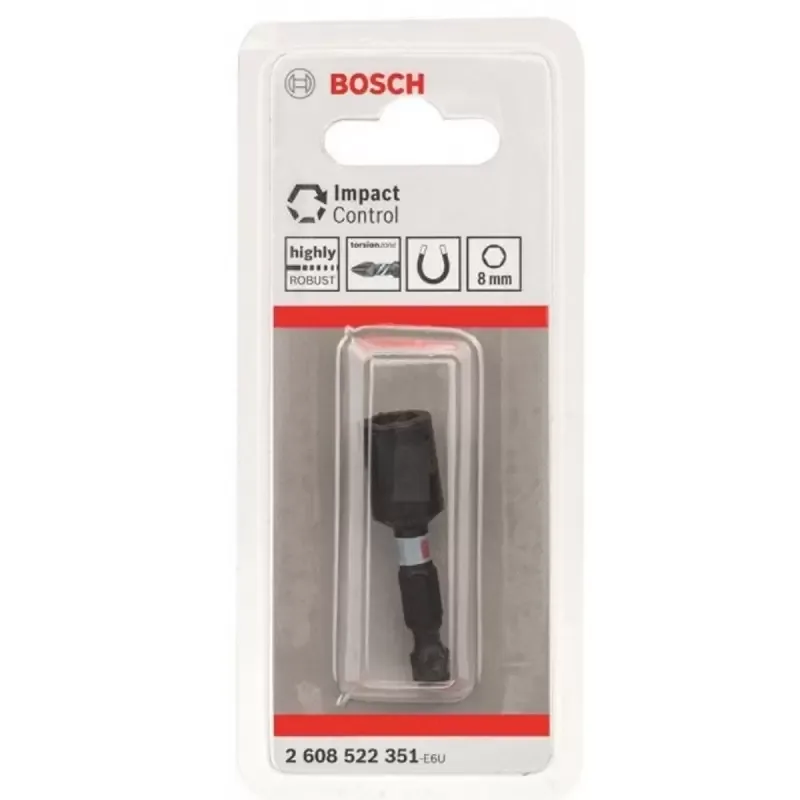Dado de Impacto Bosch Hexagonal 1/4" x 8mm Corto