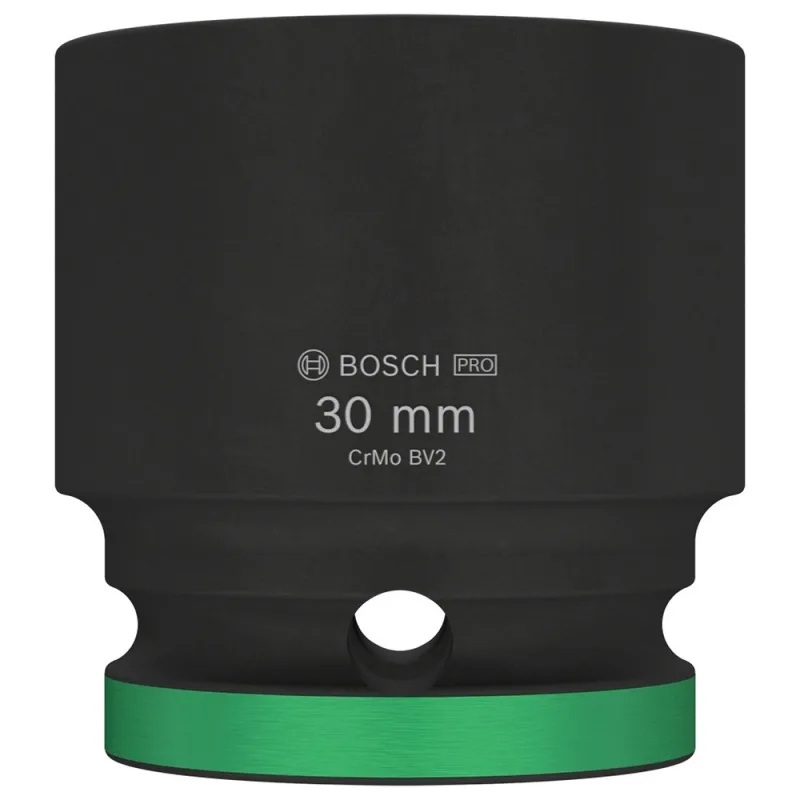 Dado de Impacto Bosch Hexagonal 30 mm Encastre 1/2" Corto en Cromo Molibdeno