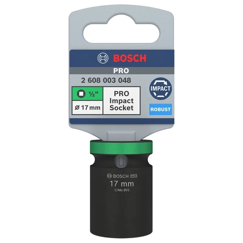 Dado de Impacto Hexagonal Bosch 2608.003.048-000 Encastre 1/2" x 17 mm Corto · foto 3