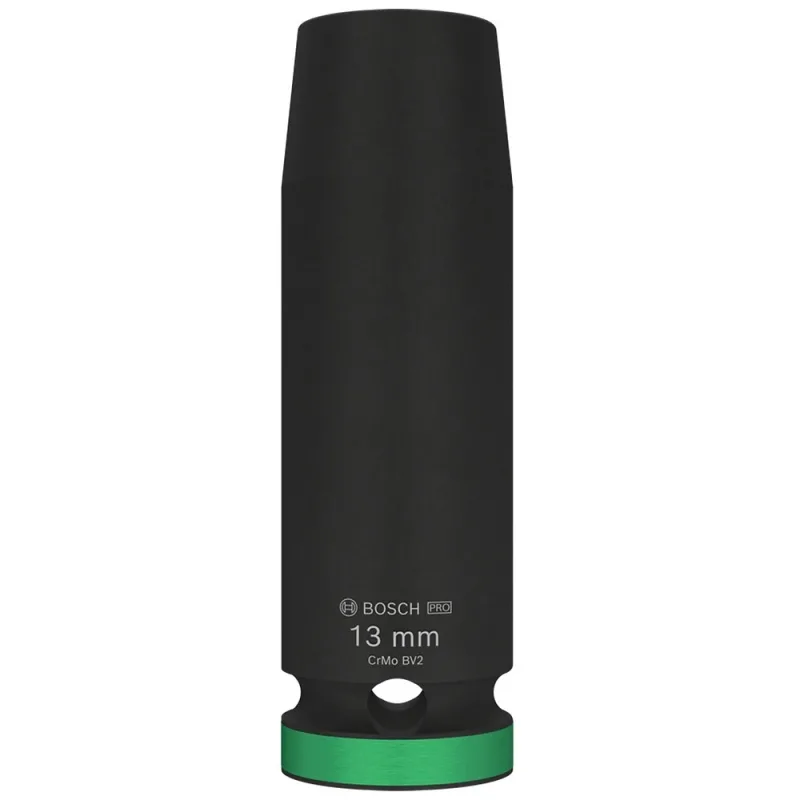 Dado de impacto largo Bosch 2608.003.047 hexagonal 13 mm con encastre 1/2" en cromo molibdeno
