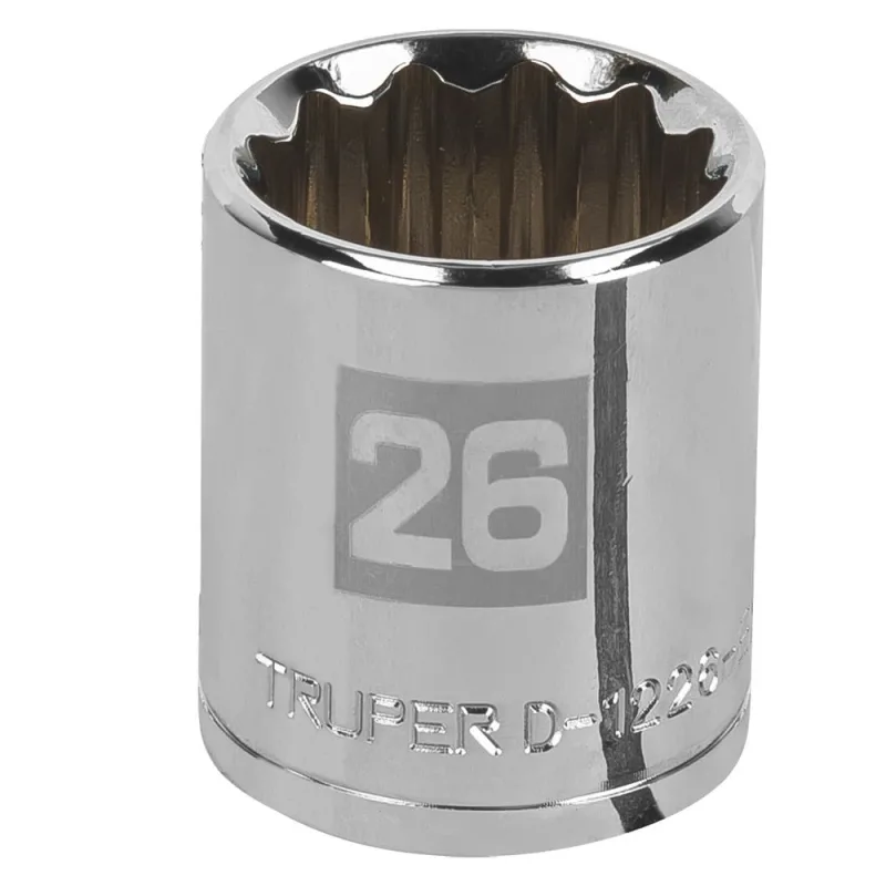 Dado Poligonal Truper 1/2" x 26mm Corto Sistema Milimétrico