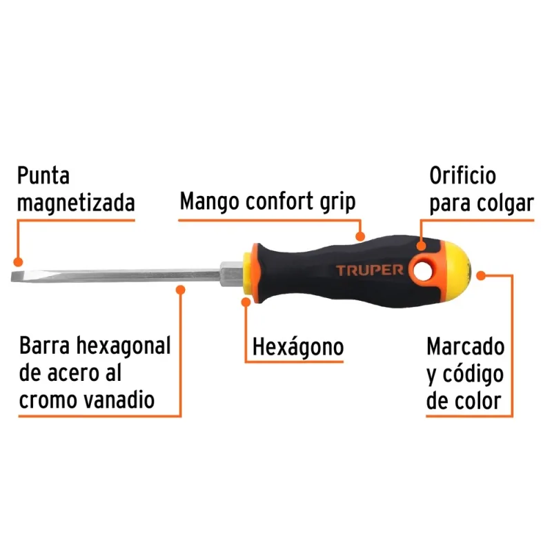 Desarmador Cabinet Truper 14034 3/16" x 4" Punta Magnética · foto 2