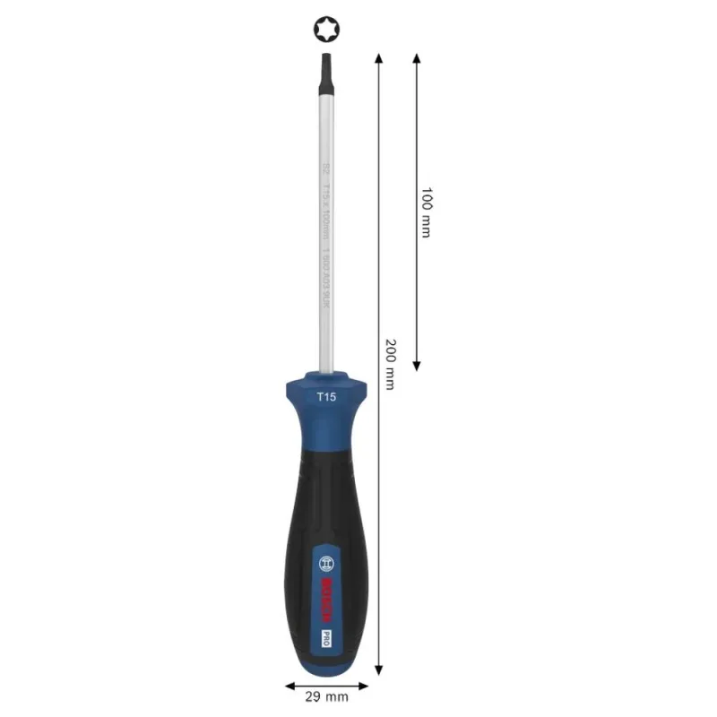 Destornillador Bosch Torx TX15 x 100mm Acero S2 · foto 2
