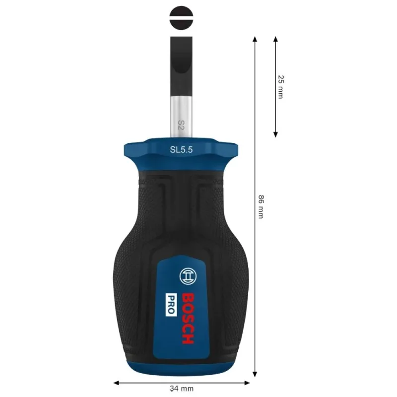 Destornillador Corto Stubby Bosch Plano SL 5.5mm x 25mm · foto 2