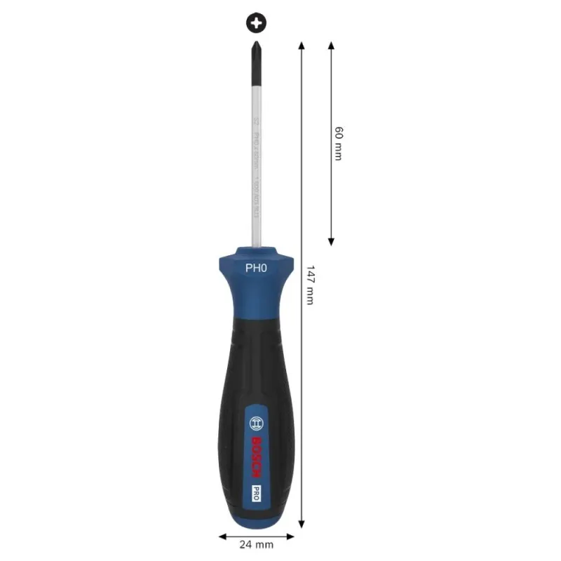 Destornillador Phillips Bosch PH0 x 60mm Barra Acero S2 · foto 2
