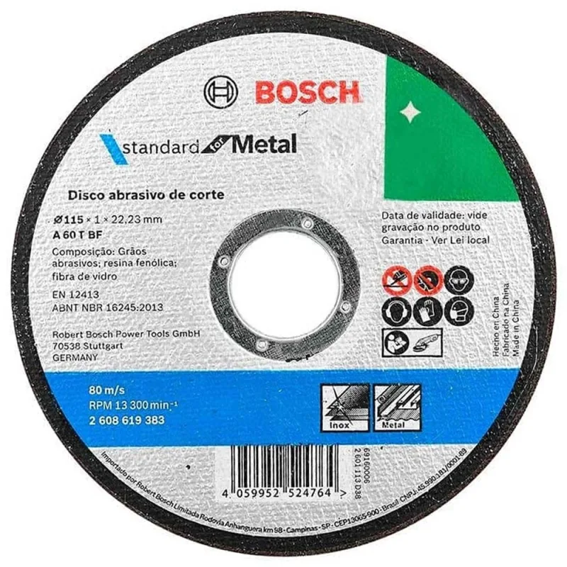 Disco de Corte Bosch 4.5 Pulgadas 7/8 para Metal y Acero Inoxidable
