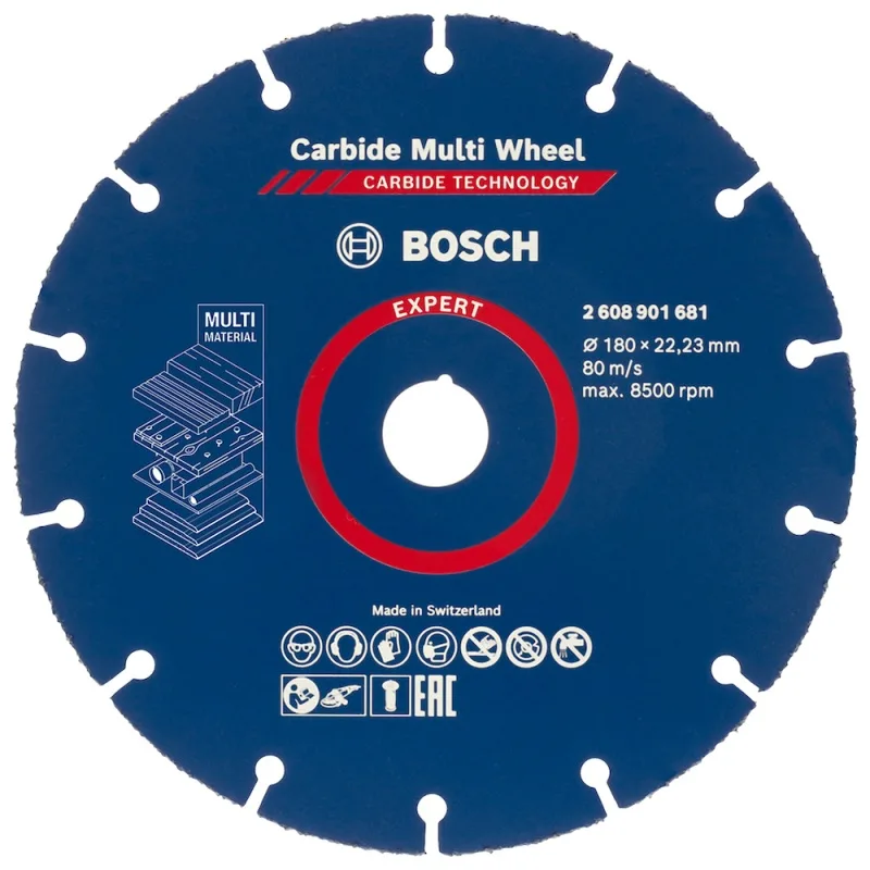 Disco de Corte con Carburo Bosch Expert 2608.901.681-000 — 7" (180 mm) Multimaterial para Amoladora · foto 6