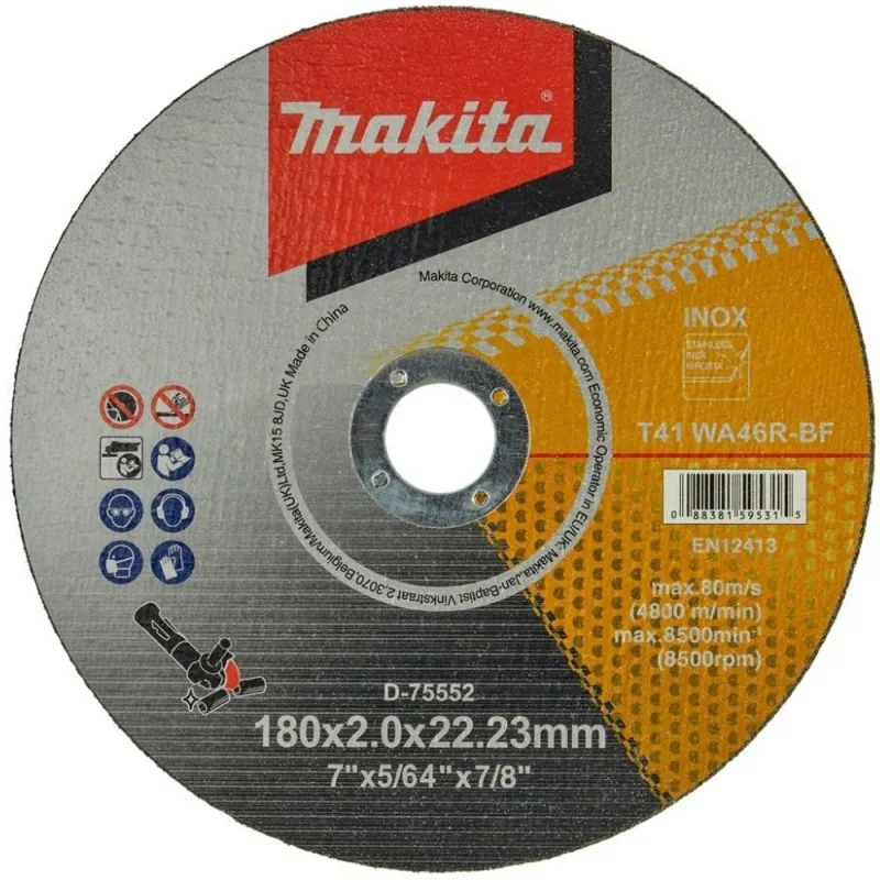 Disco de corte Makita D-75552 7" x 2mm para acero inoxidable