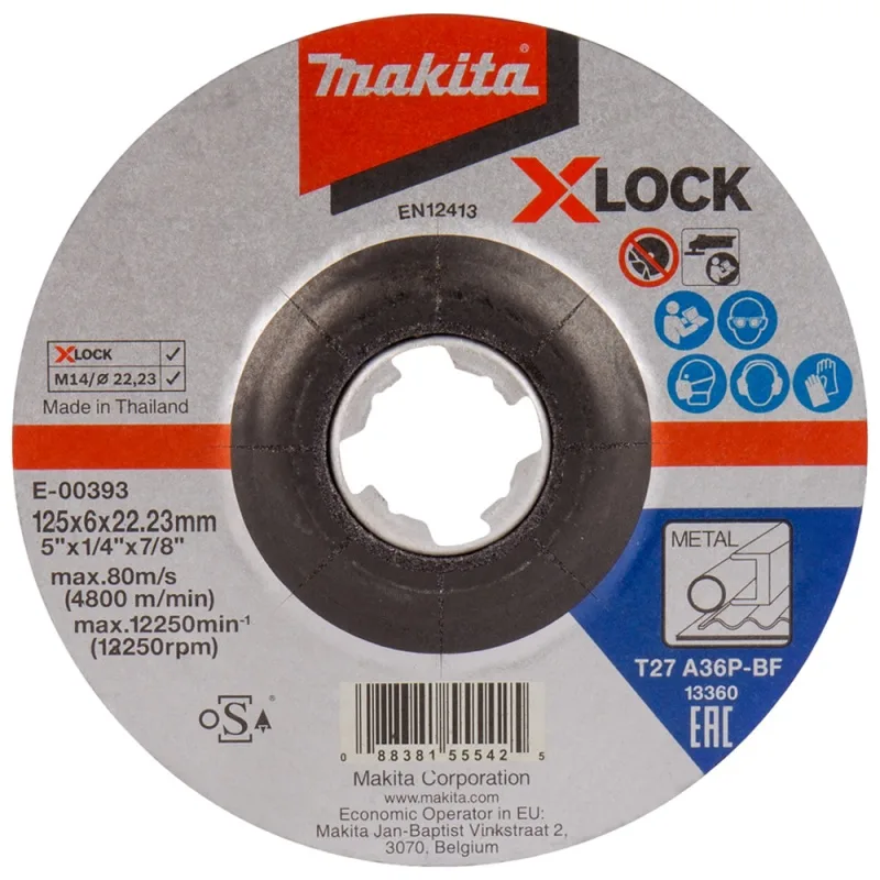 Disco de Desbaste 5 pulgadas x 6mm X-Lock para Metal Makita E-00393