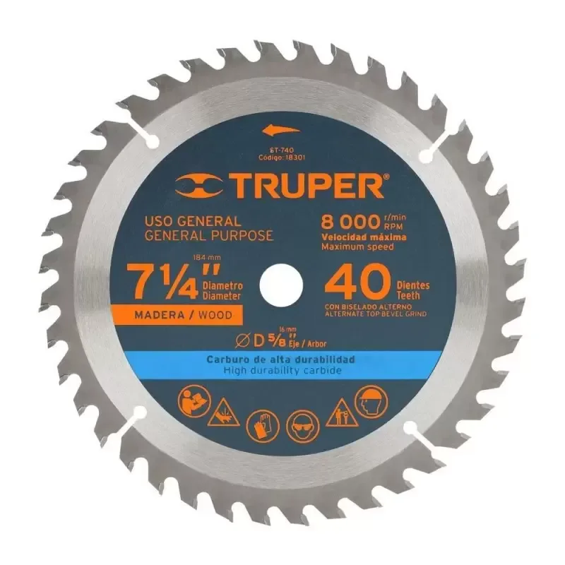Disco de Sierra Circular 7 1/4" 40 Dientes Truper 18301 · foto 2