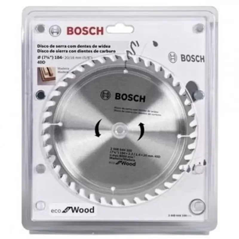 Disco de Sierra Circular Bosch Eco 7-1/4" 40 Dientes para Madera