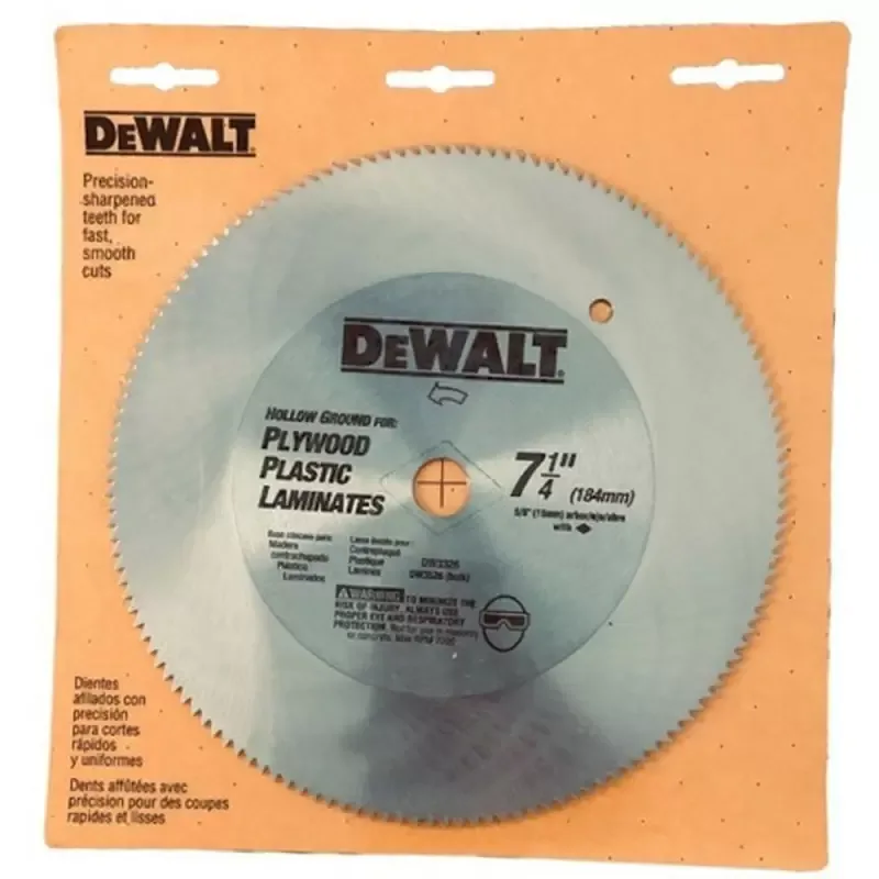Disco de sierra circular DeWalt DW3326 de 7-1/4" con 140 dientes para MDF
