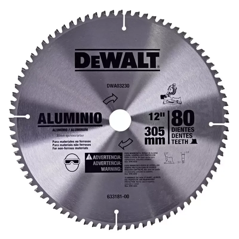Disco de Sierra para Aluminio DeWalt DWA03230 de 12" con 80 Dientes de Carburo · foto 2