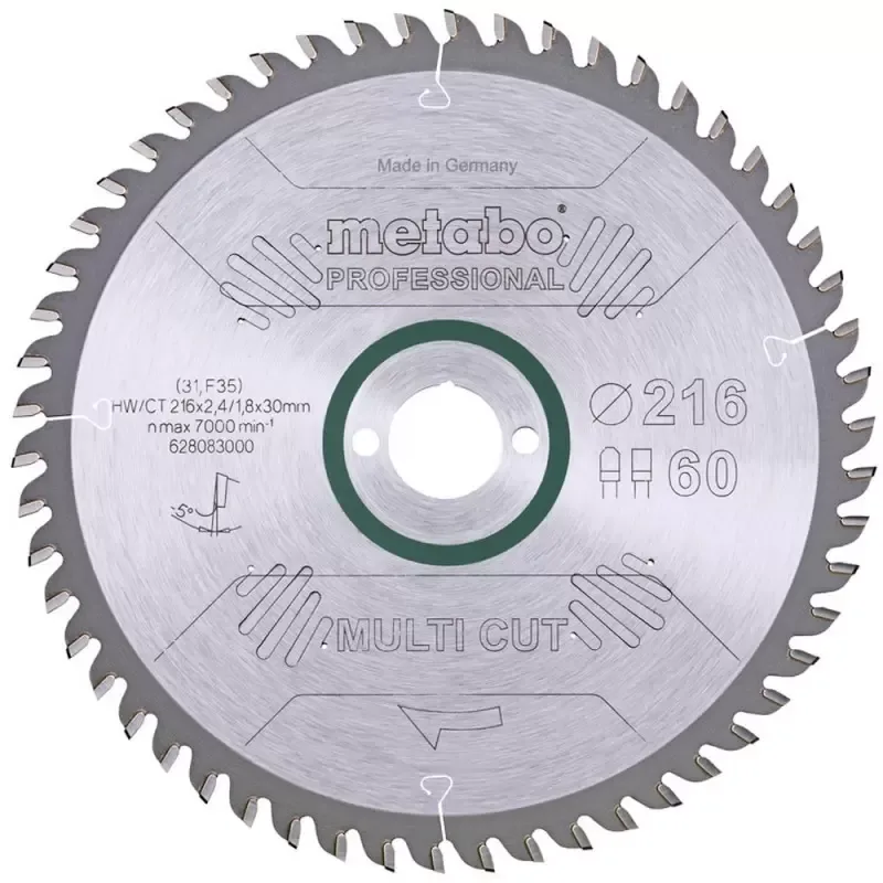Disco de Sierra para Melamina Metabo 8-1/2" 60 Dientes
