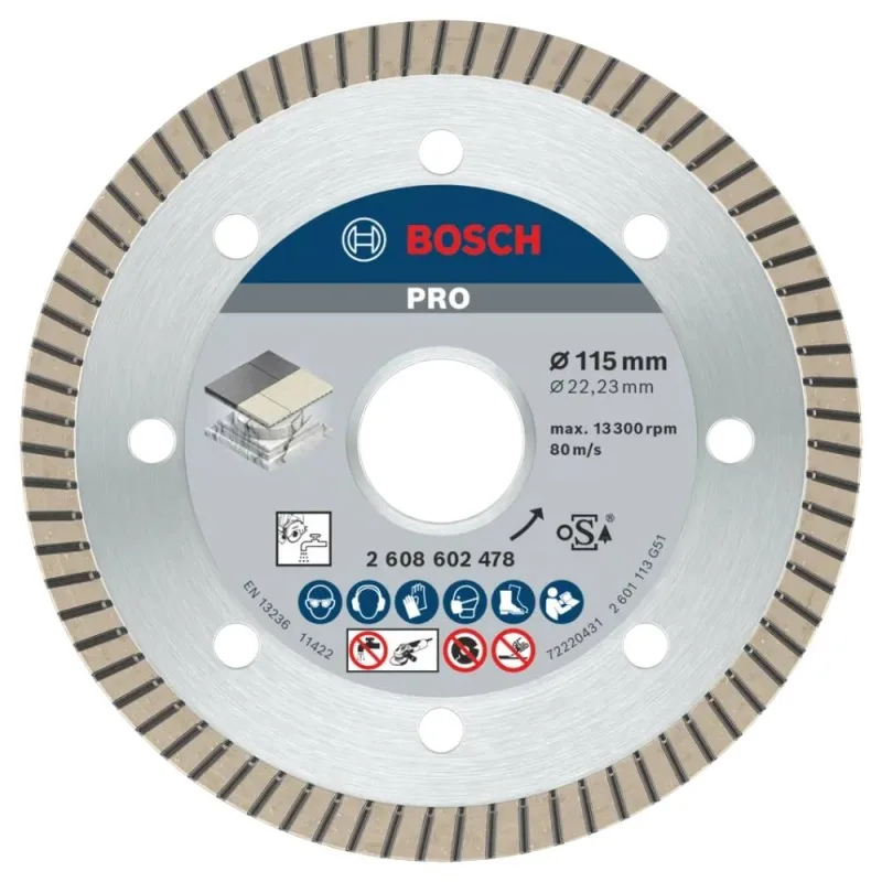 Disco Diamantado Bosch Turbo 4-1/2" para Cerámica y Porcelanato