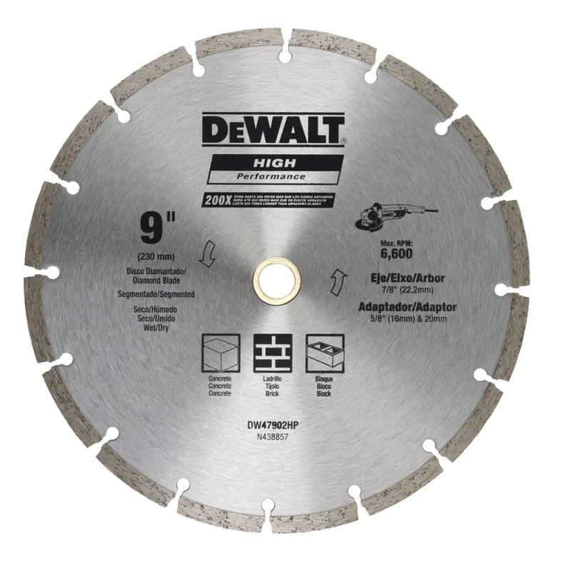 Disco Diamantado Segmentado DeWalt DW47902HP de 9 Pulgadas para Concreto · foto 2