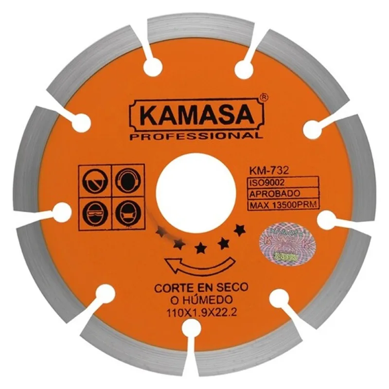 Disco Diamantado Segmentado Kamasa KM732 4 3/8" (110 mm) para Concreto