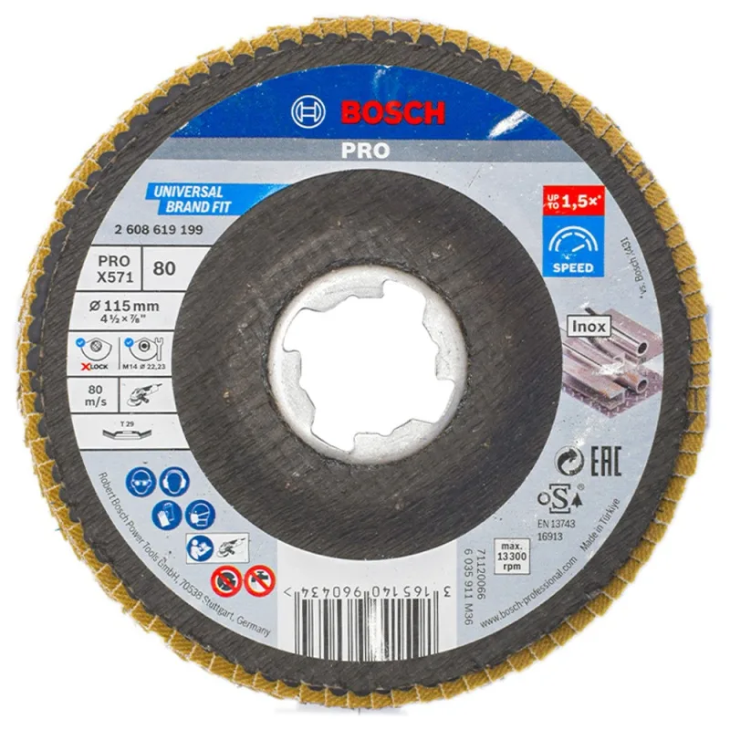 Disco Flap Bosch 2608.619.199 4 1/2" X-Lock Grano 80