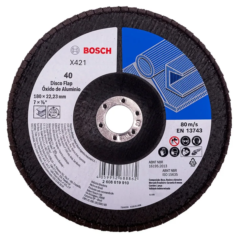 Disco Flap Bosch 7" Grano 40 para Desbaste de Metal