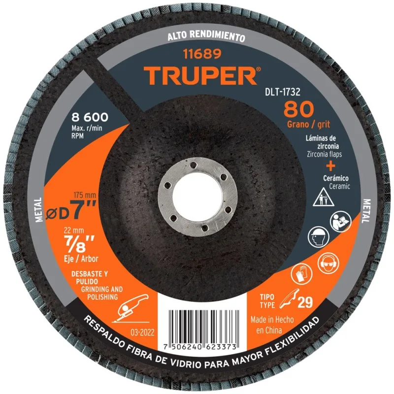 Disco Flap para Metal Truper 11689 7" Grano 80