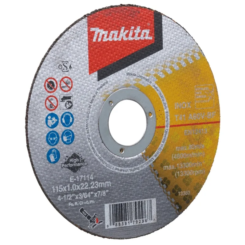 Discos de Corte Makita E-17114-12 4½" x 1mm para Acero Inoxidable (Pack x12) · foto 3