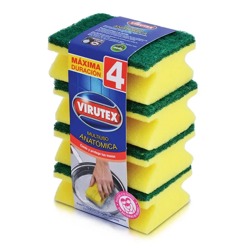 Esponja Virutex Multiuso Anatómico (x4 unidades)