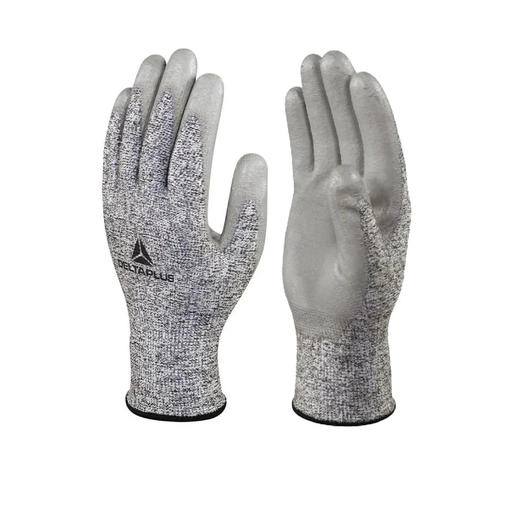 Guante Anticorte Delta Plus Venicut 58 / D08 Nivel D Palma PU Gris (GK0408K301)