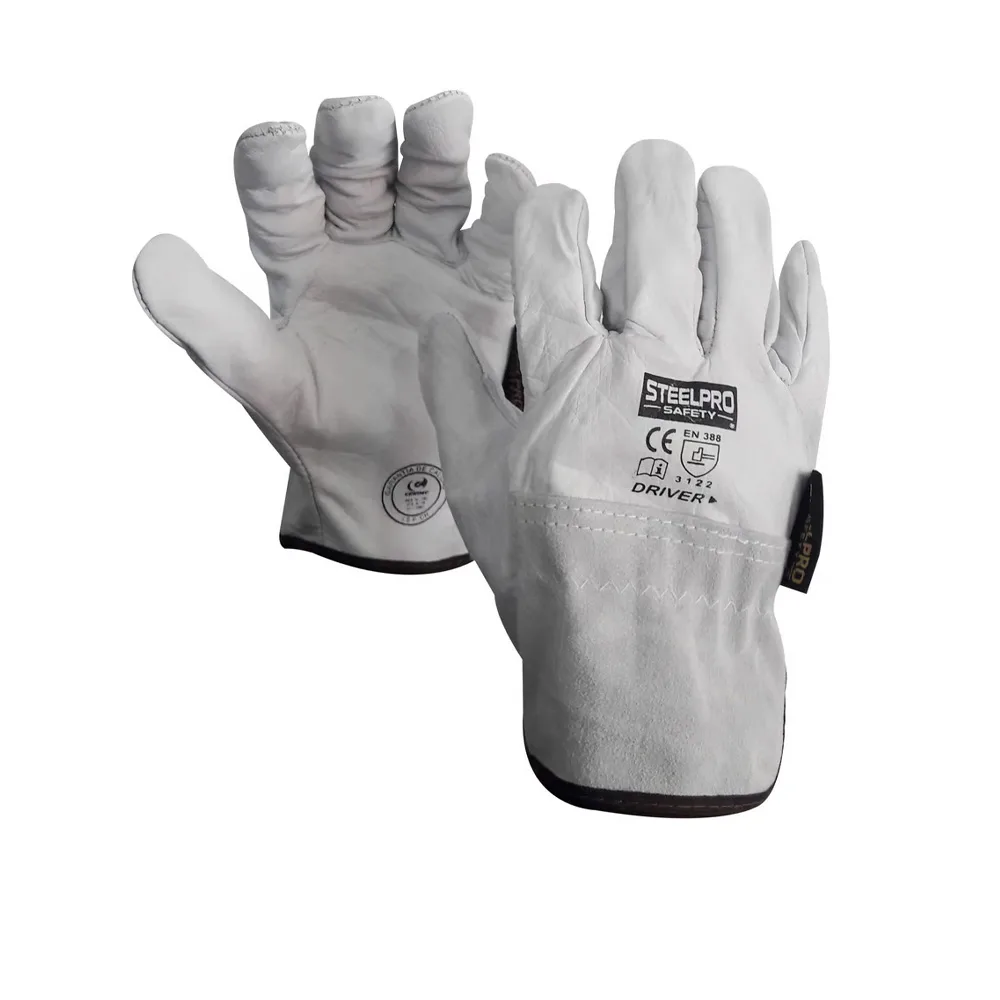 Guante de Cuero Steelpro Driver Blanco