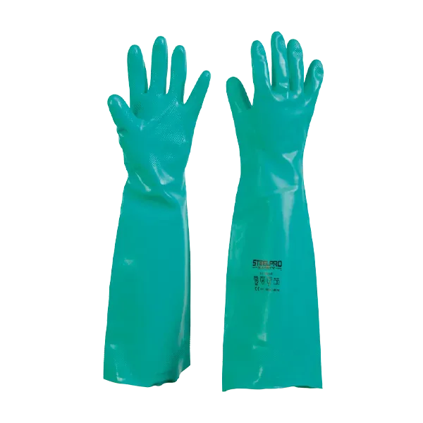 Guante de Nitrilo Steelpro Nitriplus 18" 22 mils (químico verde)