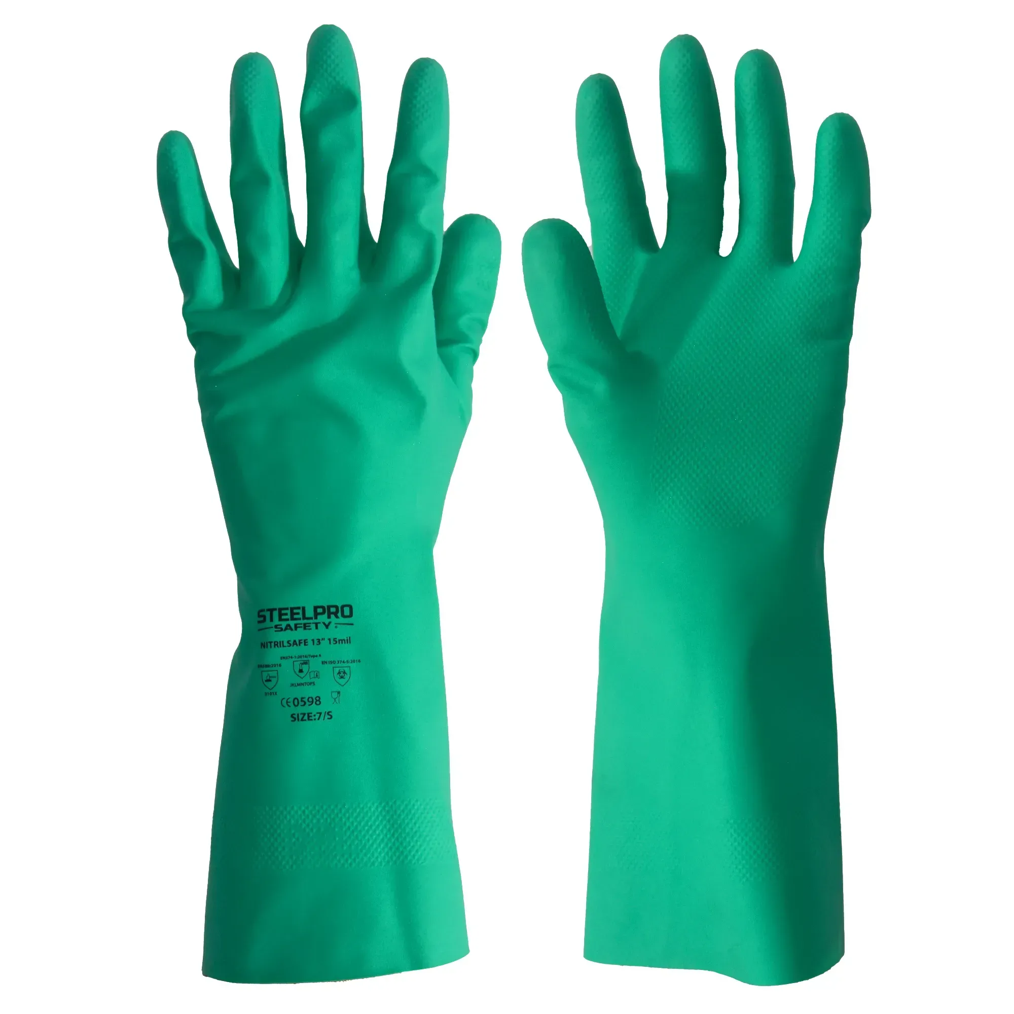 Guante de Nitrilo Verde Steelpro Nitrilsafe 13" (15 mil)