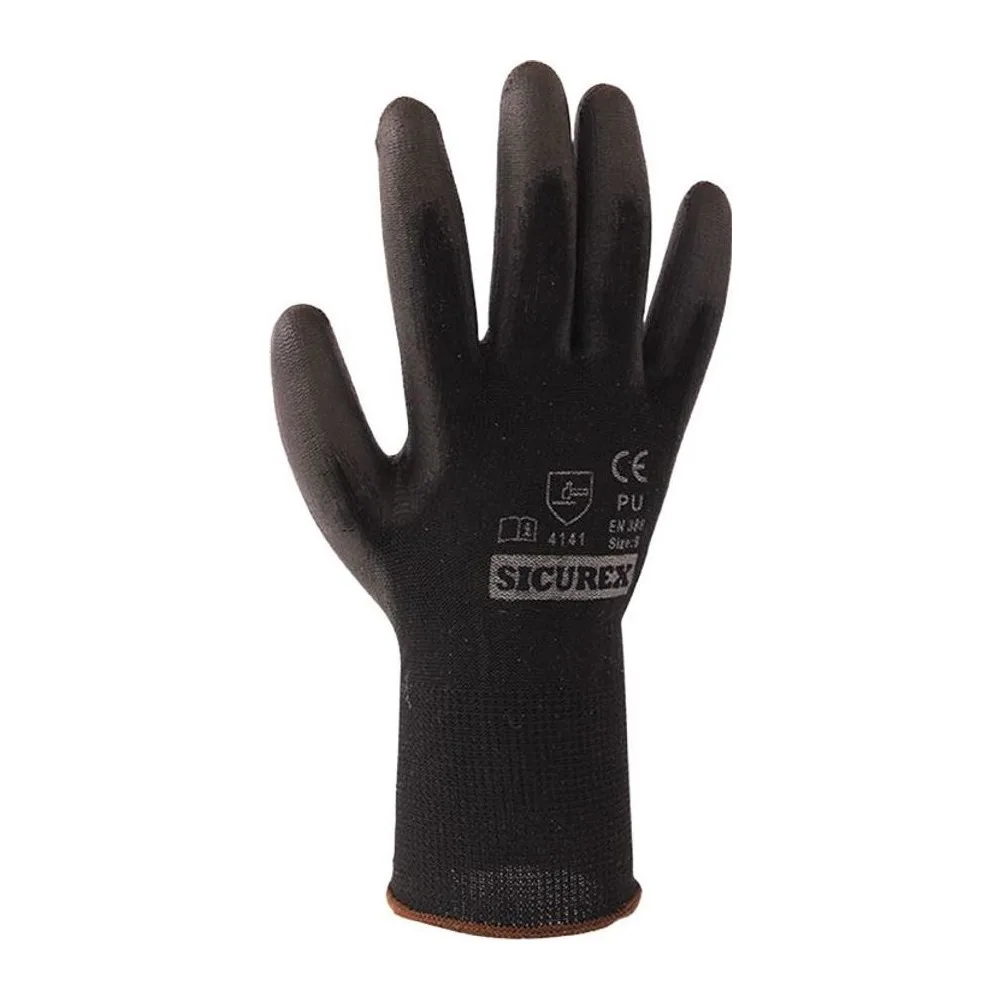 Guante Sicurex Nylon Recubierto PU Negro